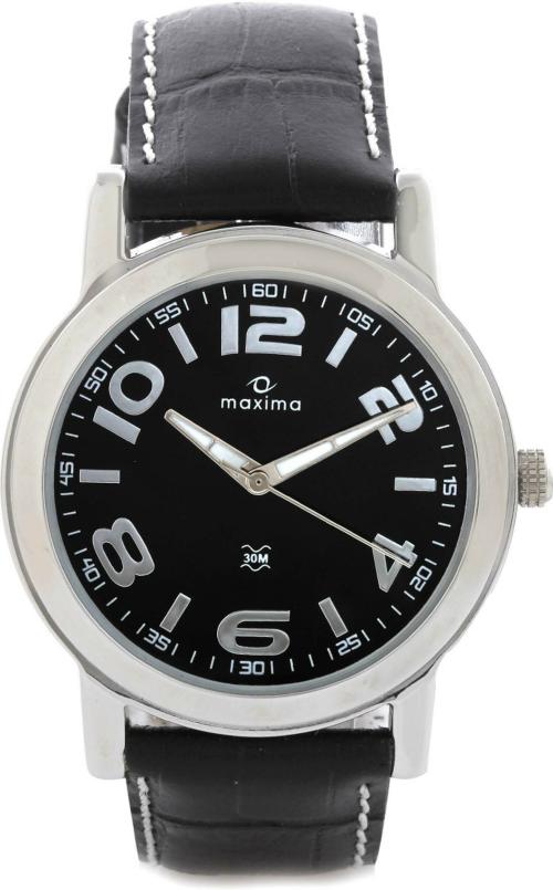 Maxima Analog Black Dial Black Strap Watch For Men (20985LMGI)