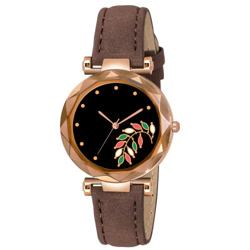 ILOZ New Stylish Trendy Rich Look brown Leather belt New Design watch for women premium quality Latest new fashionable ladies Analog wrist watch for girls Analog Watch - For Women