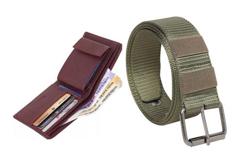 DALLER Men's Formal/Casual Nylon Belts & Wallet Combo pack Size (28-44)