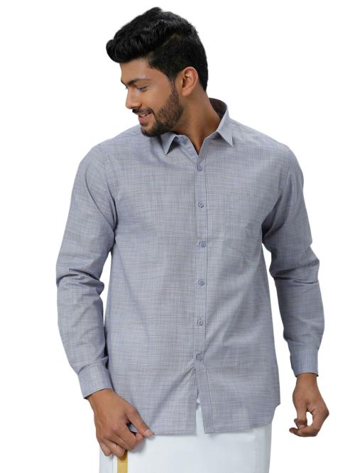 RAMRAJ Men Cotton Full Sleeve Grey shirt- Prestigious Fit & Liberty Cut (40; Grey)