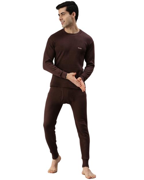 Lux Blaze Men's Brown Solid Cotton Blend Thermal Set