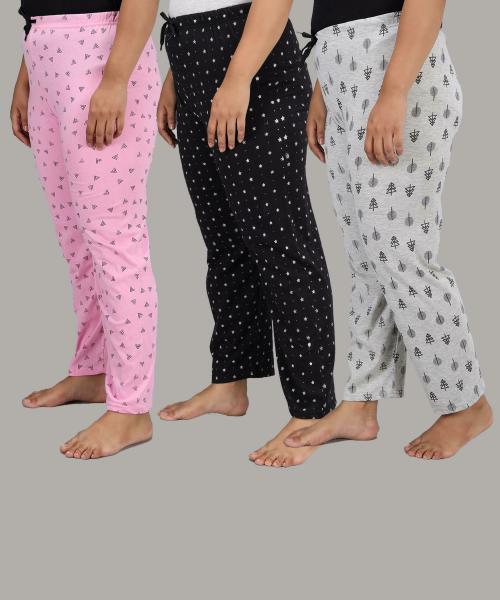 Christy World Women Multicolor Printed Pack of 3 Pyjamas
