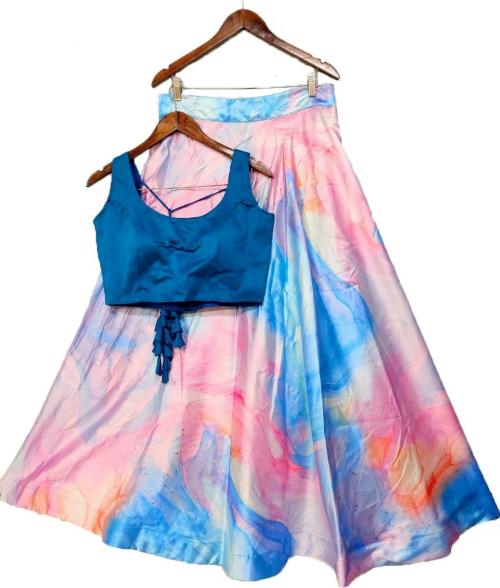 KedarFab Girls Blue Embroidery Silk Blend Single Lehenga & Choli | Girls Lehenga Choli | Girls Ethnic Wear | Kids Ethnic Wear