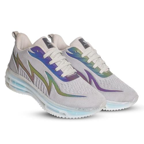 Westcode Big Bull High Comfort & Light Weight Sports Running Shoes with Knitted Fabric Upper & TPU Outsole, Running/Walking Sports Shoes for Men & Women (Light Grey, Size 8)