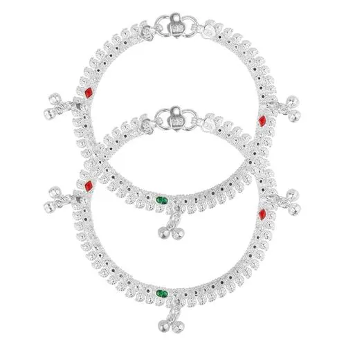 JEWELLERYHUT Silver Metal Nice Sound Bells Anklet For Girls And Women