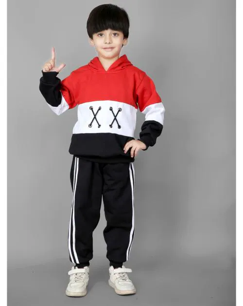 MAYNEISHA Winter Hooded Sweatshirt Pant Set Full Sleeves Dress for Boys & Girls | Size-22 (Set)