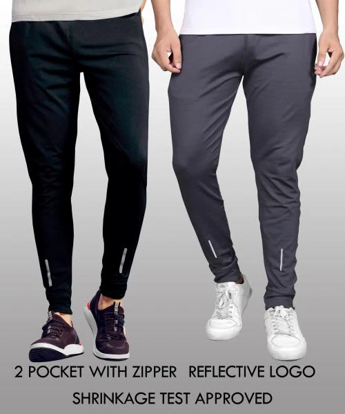 Buy Urban Buccachi Men Black, Grey Solid Lycra Blend Track Pants (Xl ...