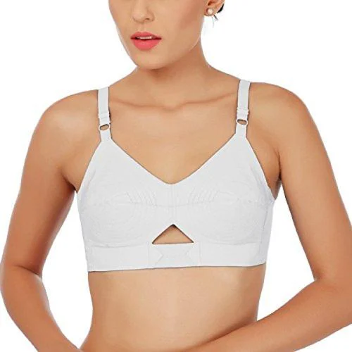 Rupa Softline Women's White Solid 100% Cotton Pack of 3 Non Padded Cotton Bra