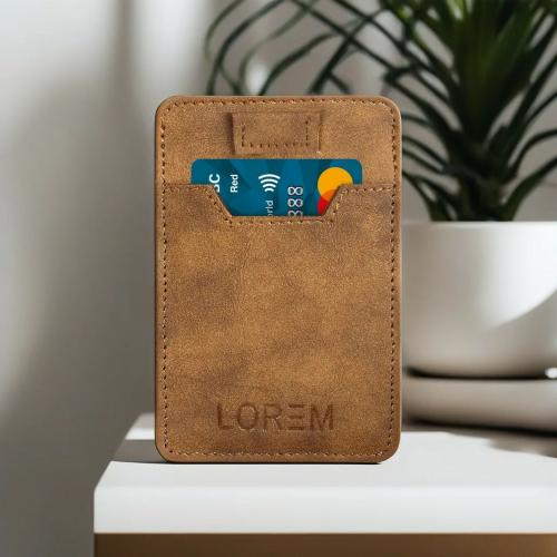 LOREM Dark brown Mini Wallet For ID, Card Holder & Currency With Strap Puller to Pull Out Card for Men & Women WL628