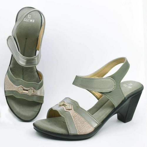 Indiforce Green Heeled Sandals for Women