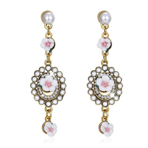 Yellow Chimes Alloy Dangling Flower Earrings For Women(Black)