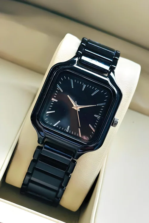 ILOZ Attractive New Luxury Square Black Simple Business Women's Steel Band Quartz analog Wrist Watch for girls