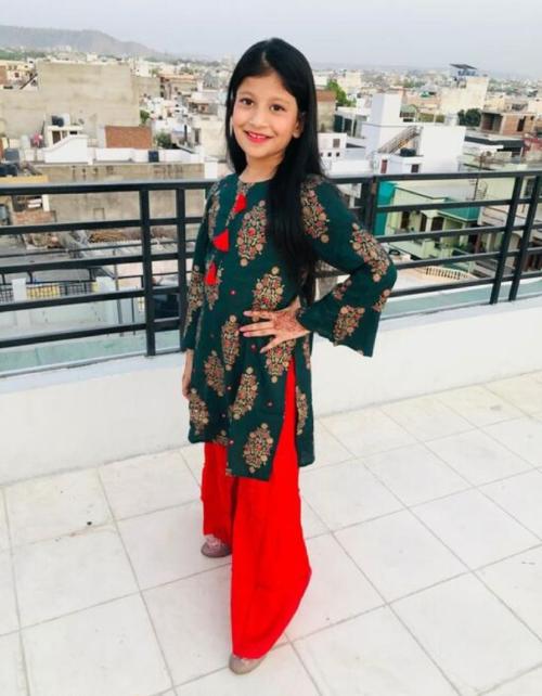 RAJMEET Rayon Green Color Sharara Set for Baby Girl (10)