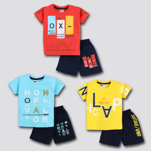 Mars Infiniti Multicolor t shirt and Half Pant set (Pack Of 3) For Boys | kids wear | t shirt for kids | t shirt for boys | t shirt | tshirt | tshirt boys | boys tshirt | boys t tshirts | boys dress | tshirts | t shirts