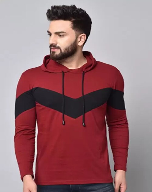 Attitude Maroon Hoodie T-Shirt_L