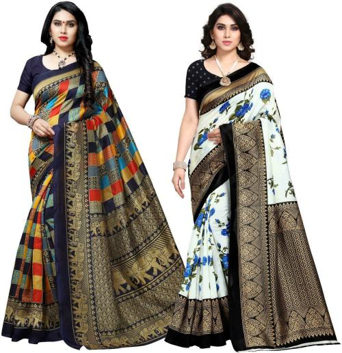 Anand Women Multicolor Printed Art Silk Pack Of 2 Saree