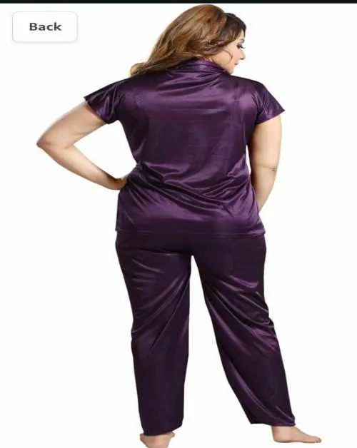 UT COLLECTION Satin Plain Night Suit Night Dress, Women 100% Satin Nightwear for Women, Girl, Ladies, Night Gown for Women(Purple)