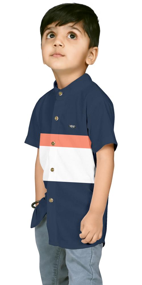 PURNDEEP ENTERPRISE Boys Blue Printed Cotton Blend Casual Shirts (8-9Y)