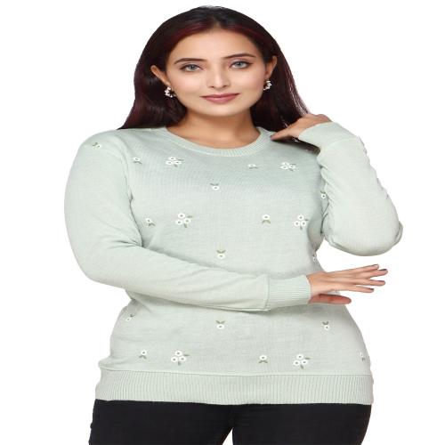 FrankFurt Winter Wear Full Sleeve Cotton Womens Sweater's (L Green )