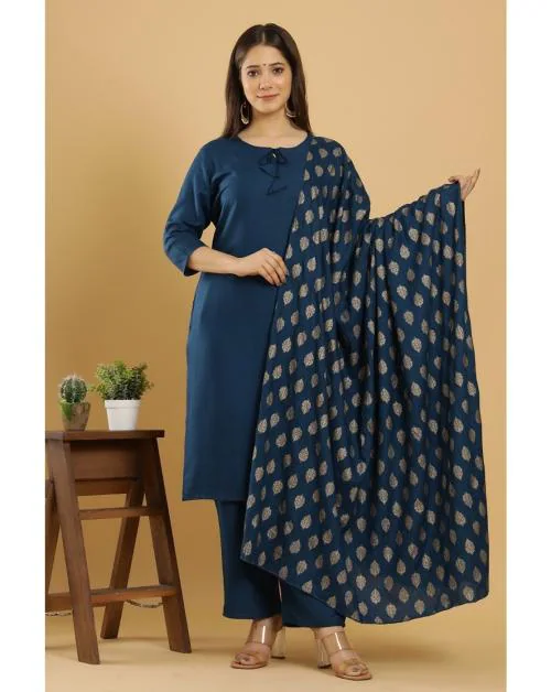 Keep Cart Stylish Floral Printed Kurti Kurta with Palazzo Pants and Dupatta Set