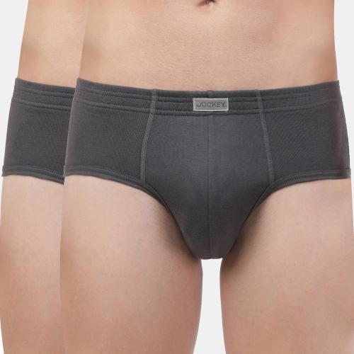 jockey Men Asphalt Solid Cotton Briefs