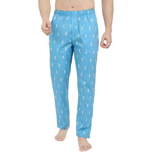 The Cotton Company Men's Sky Blue Golf Print 100% Cotton Pajama Lounge Pants (Medium)