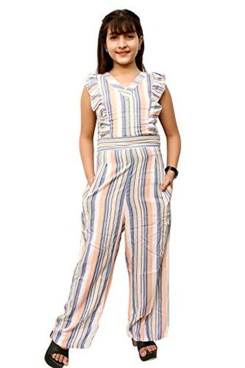 FELLAMO Girls White, Orange Jumpsuit