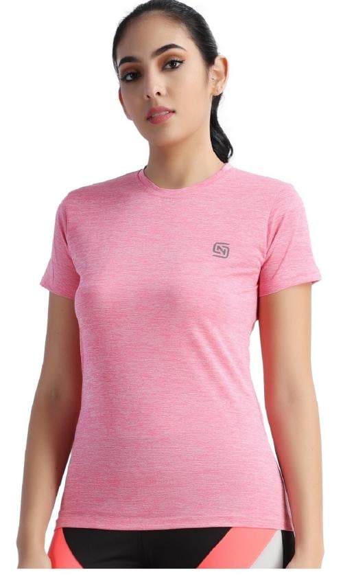 Half Sleeves Dry-Fit Moisture Wicking Polyester Lycra Blend Round Neck T-Shirts for Women