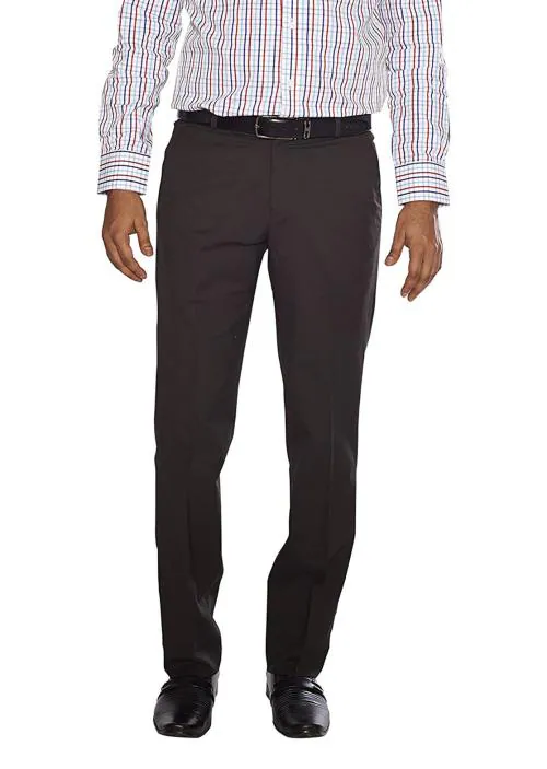 FLAGS Mens Coffee Polyester Formal Trouser Pv Stretch