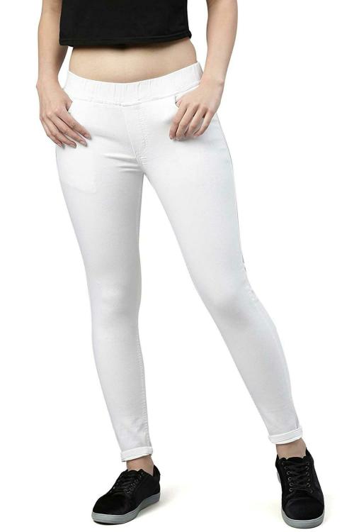 ADBUCKS Women White Denim Slim Fit Stretch Jeggings