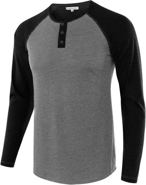 Lazychunks Men Melange Grey Cotton Henley Neck T-Shirts