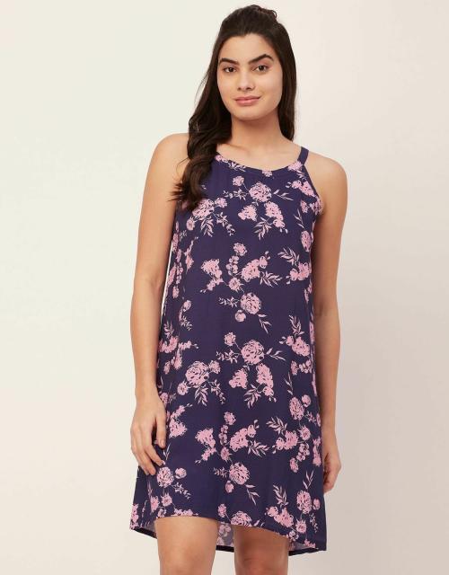 Moomaya Sleepwear, Printed Sleeveless Night Dress, Women’S Cami Sleep Dress