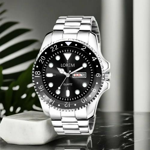 LOREM Black Day-Date Function Casual Analog Watch For Men LR129