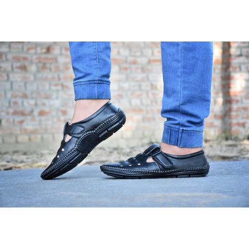 Equila Laser Choco Roman Men's Sandals - BLACK