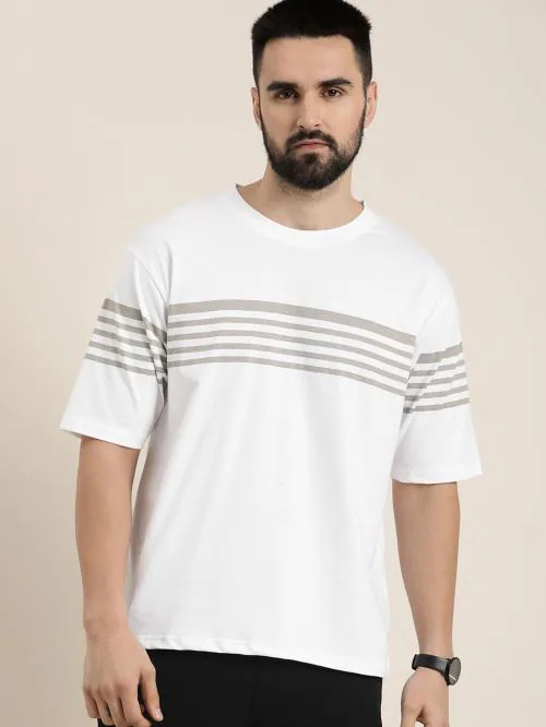 Dillinger White Striped Oversized T-Shirt