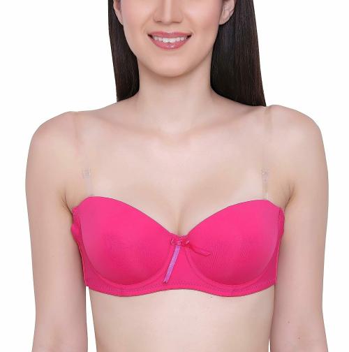QAUKY Best Women Cotton Nylon Spandex Padded Underwire Strapless Backless Bra