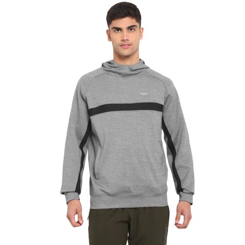 Full Sleeve Regular Fit Poly Lycra Grey Texture Sports Sweatshirt for Men