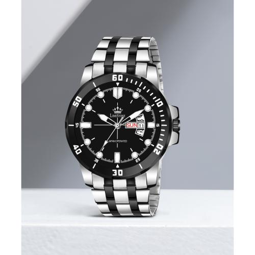 LIMESTONE Analog Black Dial Silver Strap Watch For Men (LS3073)