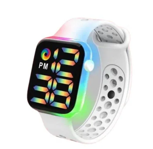 FARP Digital Black Dial White Strap Watch For Men