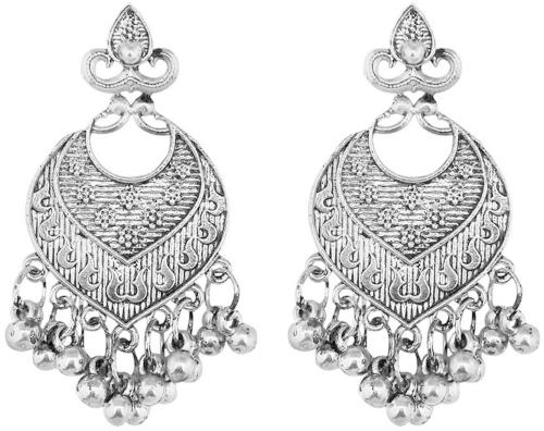 Jewelmaze Alloy Silver Grey Drops And Danglers Earrings (Women)