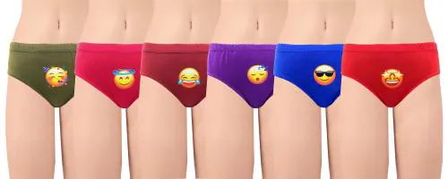 SUPERCOOL WOMEN MULTICOLOR SIMLEY PRINT PANTY {PACK OF 6} - SIZE {XL}