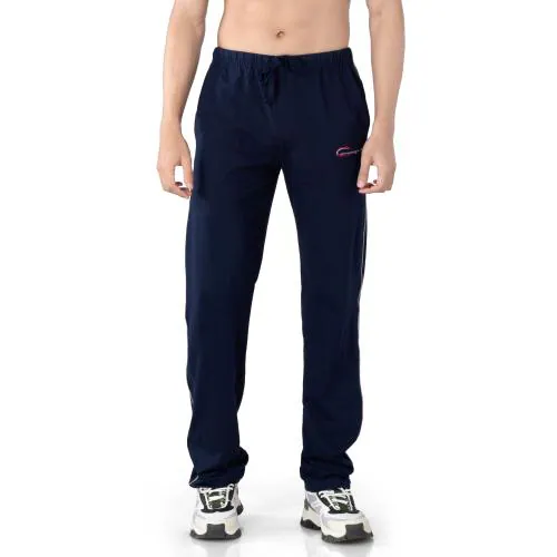 Chromozome Men Navy Solid Cotton Track Pants