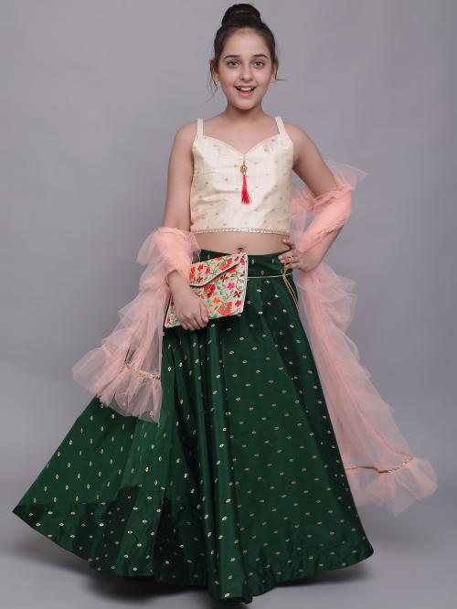Bollylounge Girl's Full Stitched Readymade Lehenga Choli.