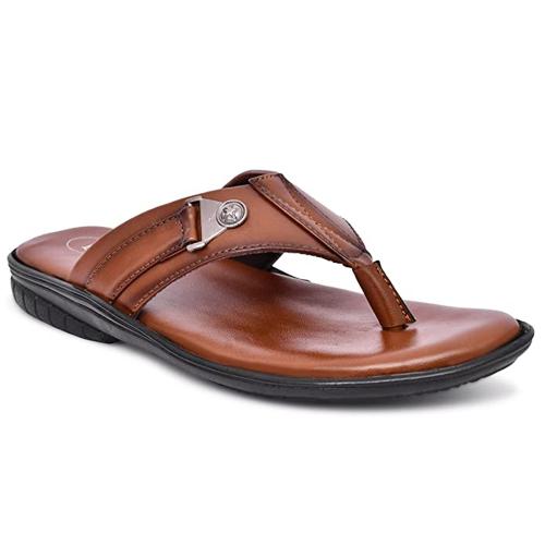 LA INDIANO Extra Soft Comfortable Leather Handmade Durable Slippers T Strap and Thong Sandals for Men Sole in Exciting Colors (Tan)