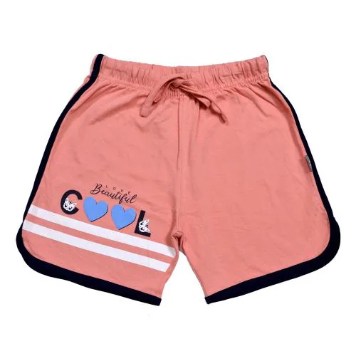 KARIBY Girls' Fancy Cotton Hot Pants/Short Pants (Peach) (9 TO 10 YR)