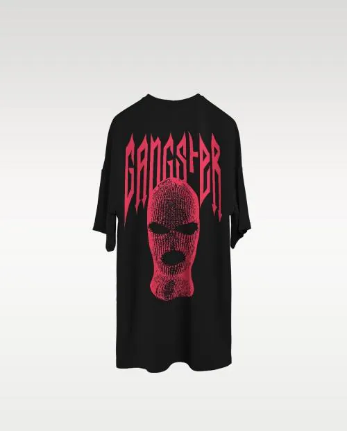 BOFRIKE Black Original Gangster Oversized T-shirt For Men