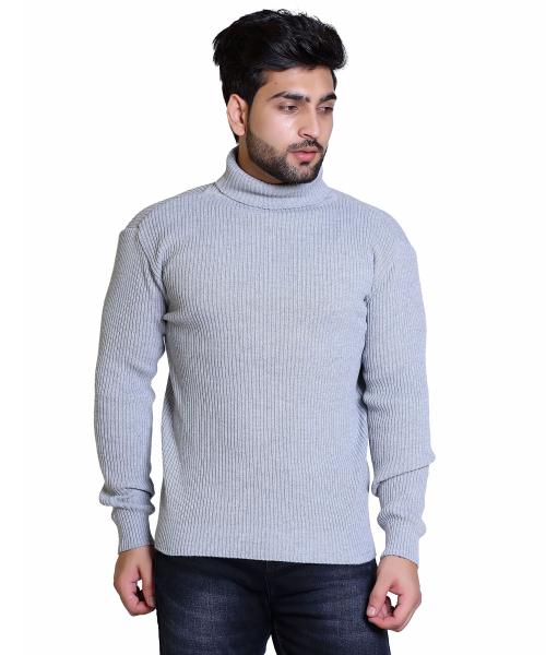 Jorden4u Mens woolen turtle neck sweater for winter wear (light grey X-large)