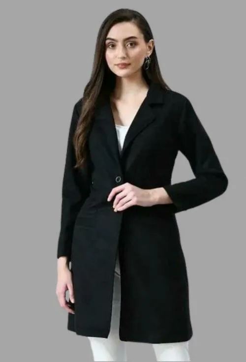 EUPHORIA WARDROBE Women Black Solid Full Sleeve Women'S Coat | Women Jacket | Winter Coat For Women'S Suede Coats_S