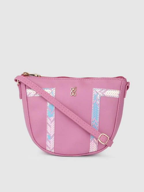 Baggit Pink Polyurethane (PU) Sling Bag For Women