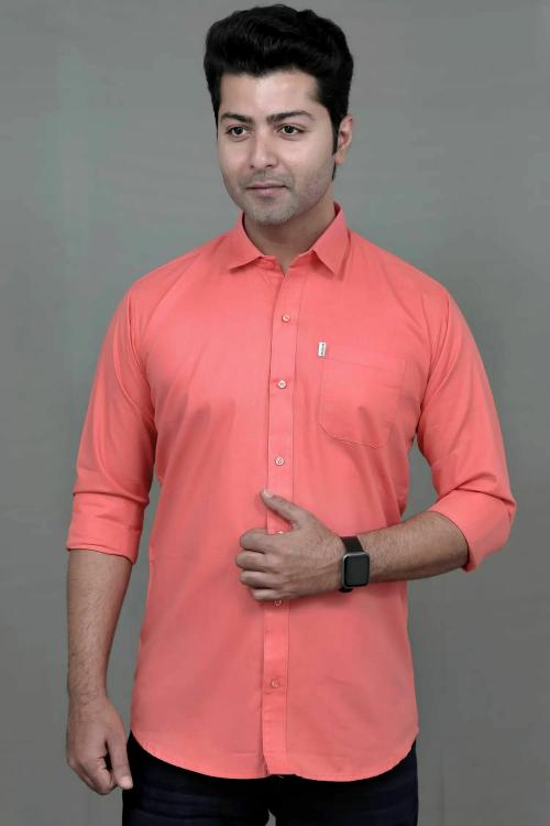 KACHCHAP Men's Plain Casual Shirt (Pink, 5XL, Pure Cotton)